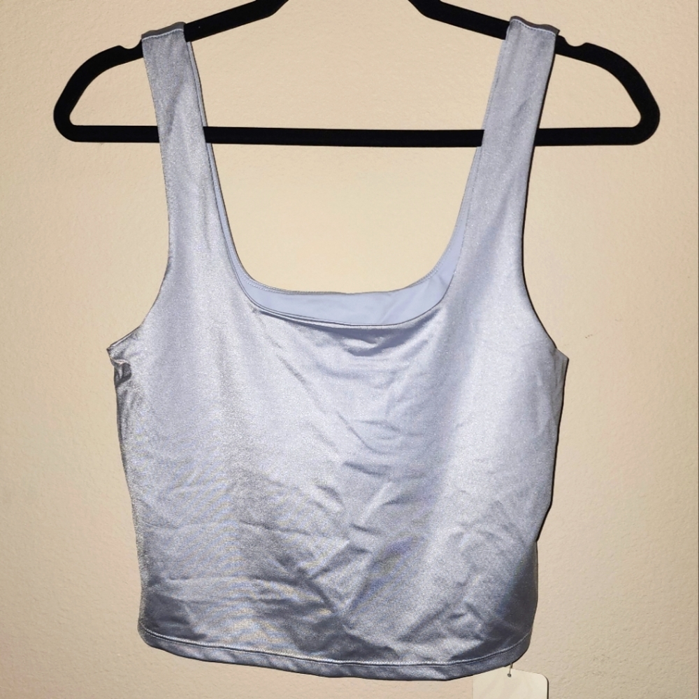 Fabletics NWT Lydia Shine Built in Bra Tank Top Athletic Light Blue size Medium